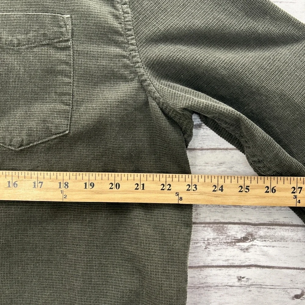 Banana Republic Corduroy Shirt Mens Large Untucked Fit Fine Wale Green Cotton